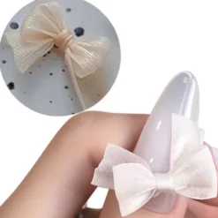 610 CHAMPAGNE - Nail Art Lace Bow 1 pcs.(23x14mm)