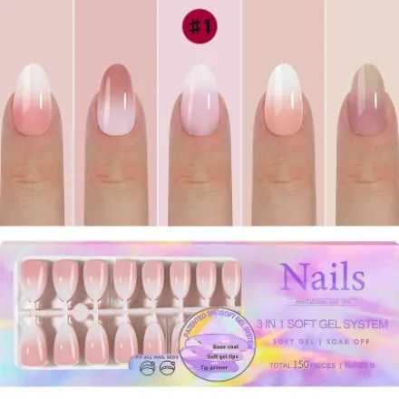 5 Colors Press on nails150pcs. - Design 1