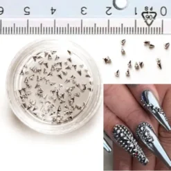 3D SILVER Nail Art Cone 100pcs. 1 mm