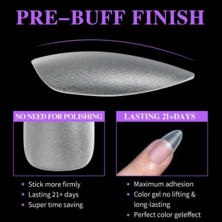 6 - Full Frosted Nail Tips (300 pieces in box)