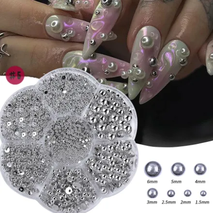 SILVER AB - Nail Half Round Pearl 269-5